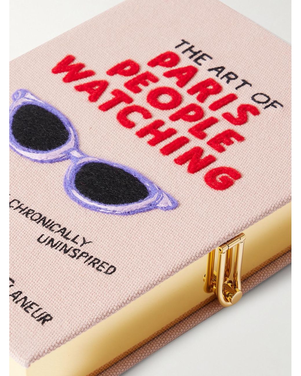 Olympia Le-Tan Pink Messy Nessy The Art Of Paris People Watching Embroidered Appliquéd Canvas Clutch