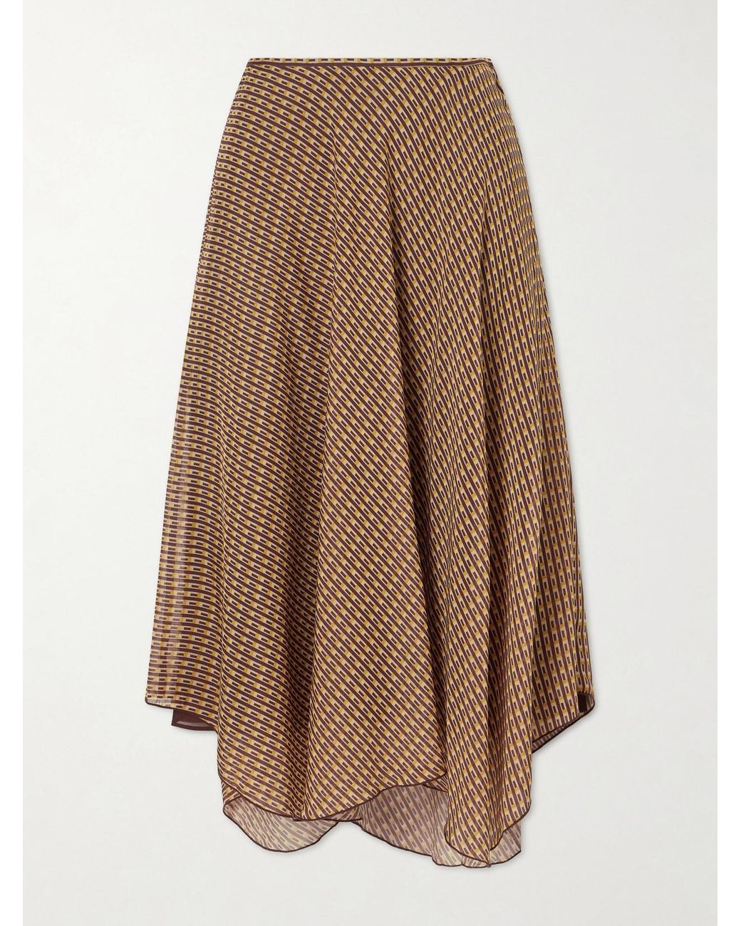 Sir Brown Cooper Asymmetric Printed Chiffon Maxi Skirt