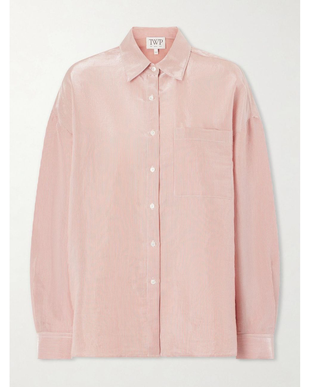 Twp Pink Something Borrowed Striped Cotton-Organza Shirt