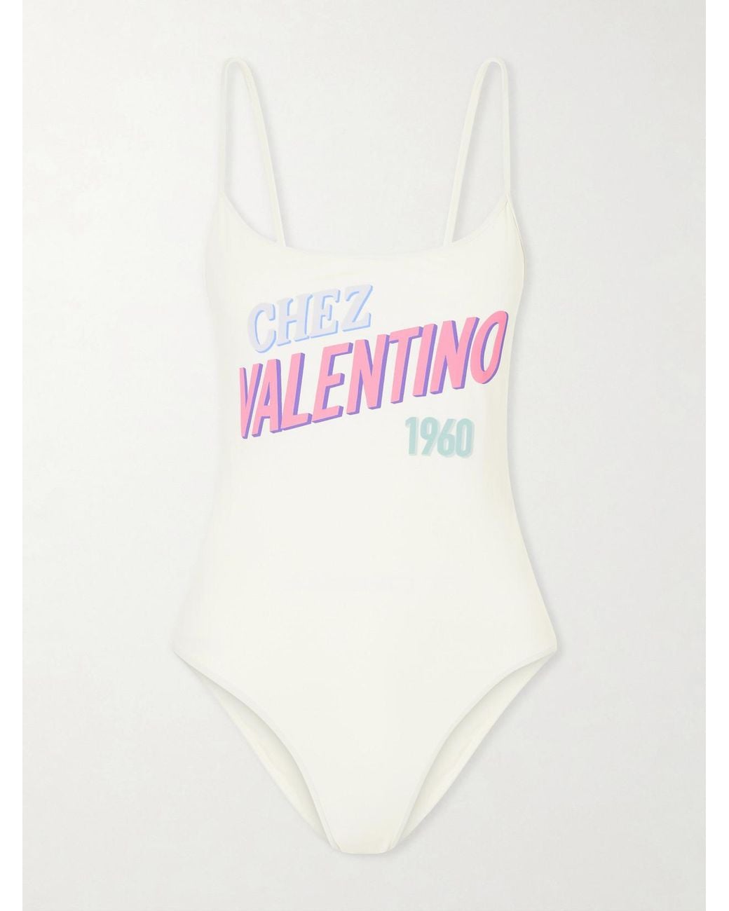 Valentino Garavani Pink Logo Print Swimsuit