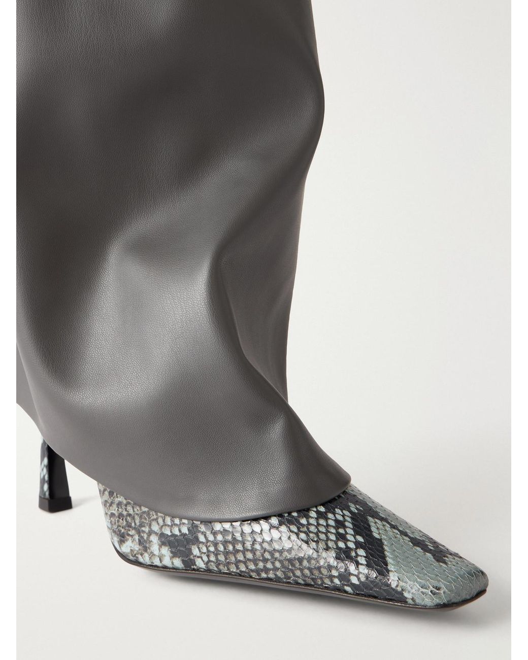 The Attico White Robin 95 Layered Snake-Effect And Glossed Over-The-Knee Boots