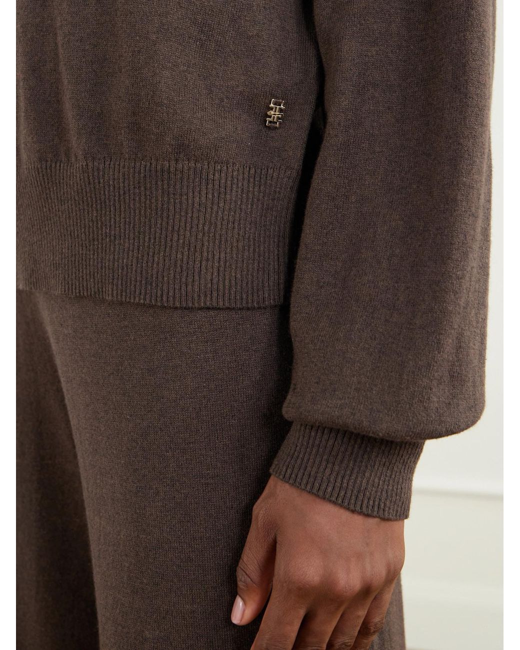 ÉTERNE Brown Cotton And Cashmere-Blend Sweater