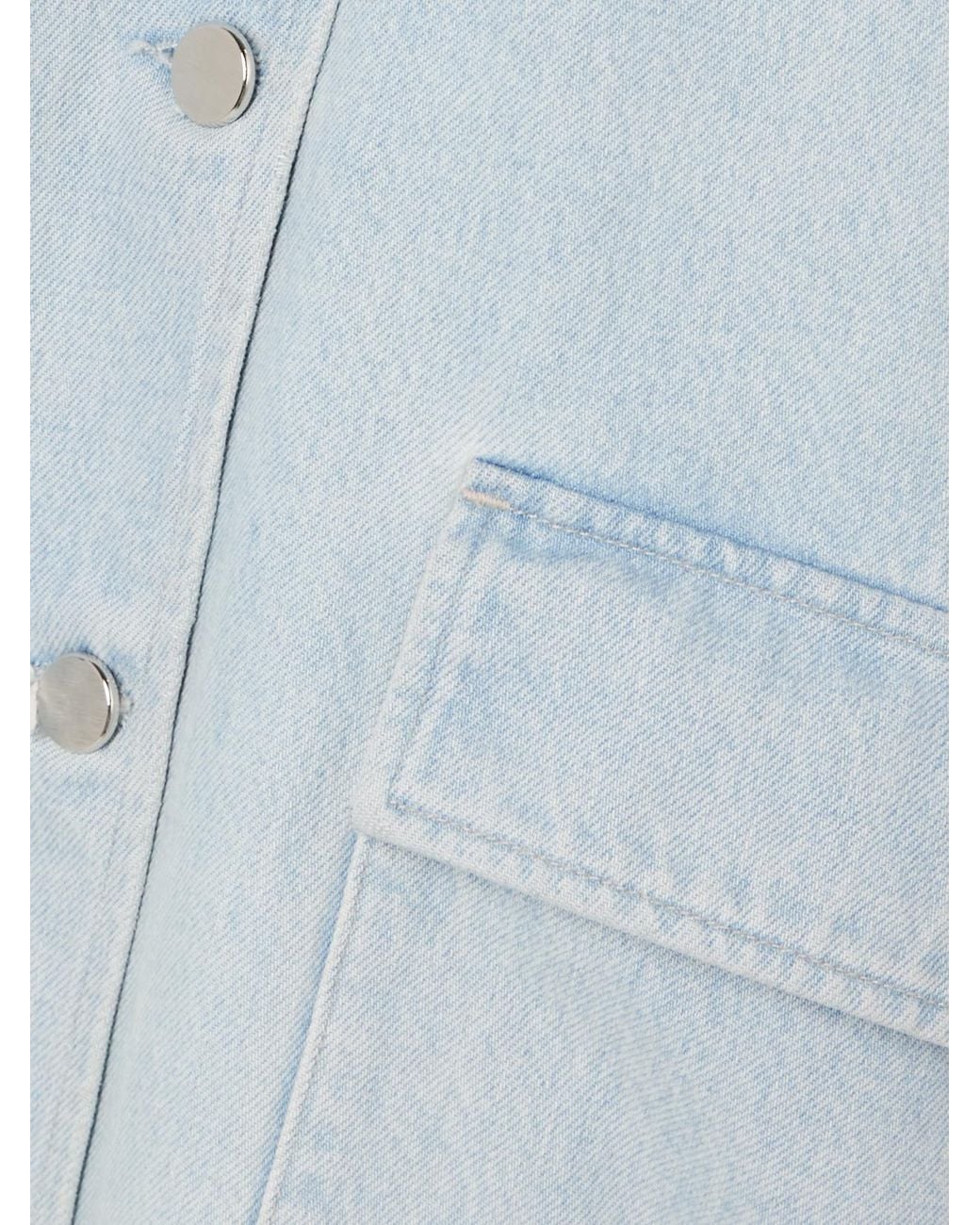 Agolde Blue Maria Mcmanus Oversized Leather-Trimmed Denim Jacket