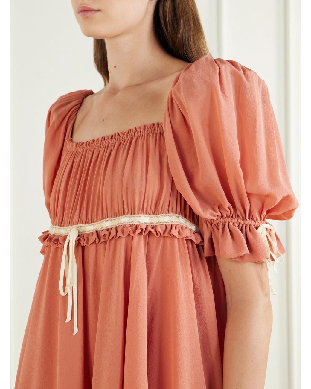 Chloé Gathered Silk-Georgette Mini Dress