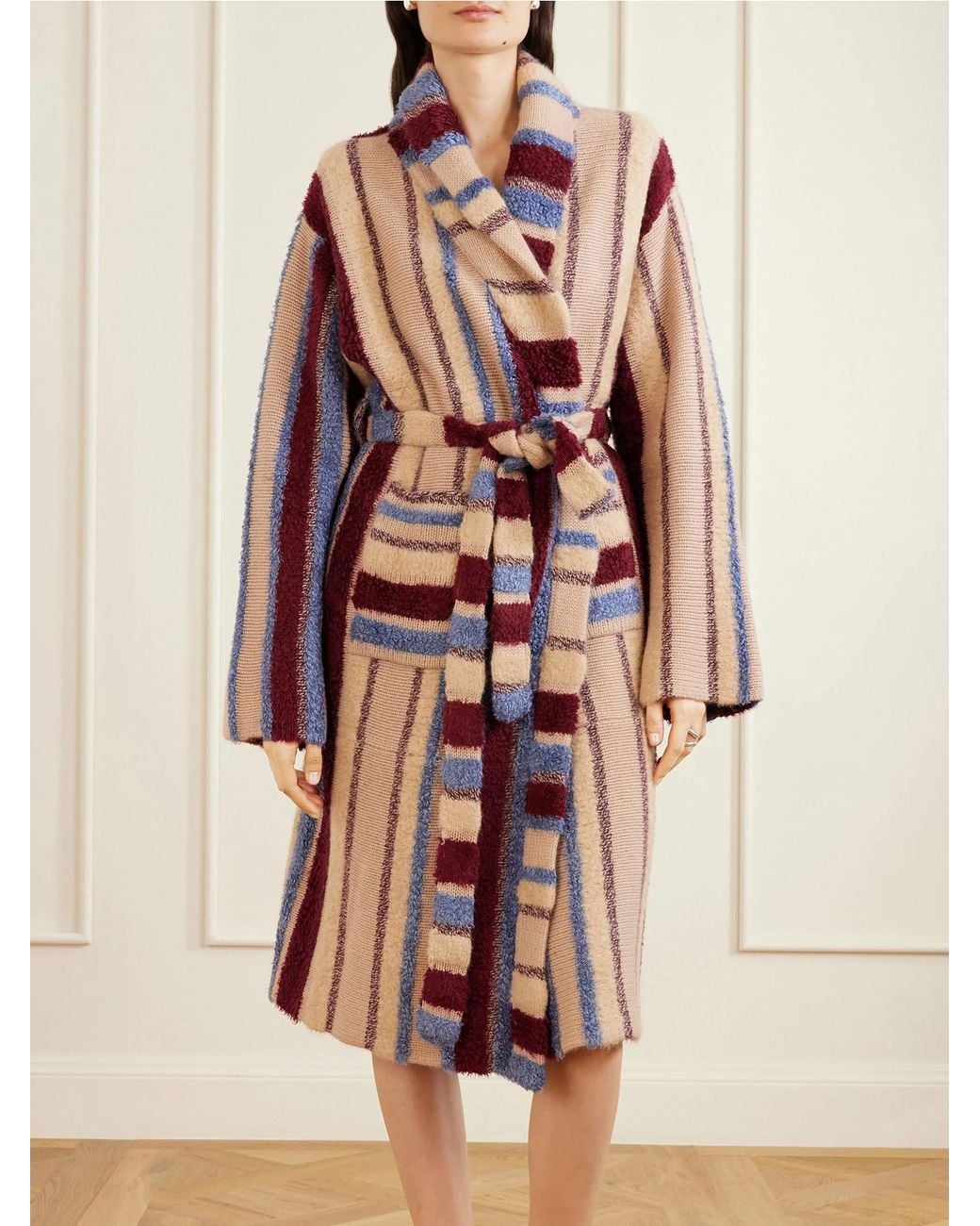 The Elder Statesman Multicolor Striped Cashmere And Silk-Blend Robe