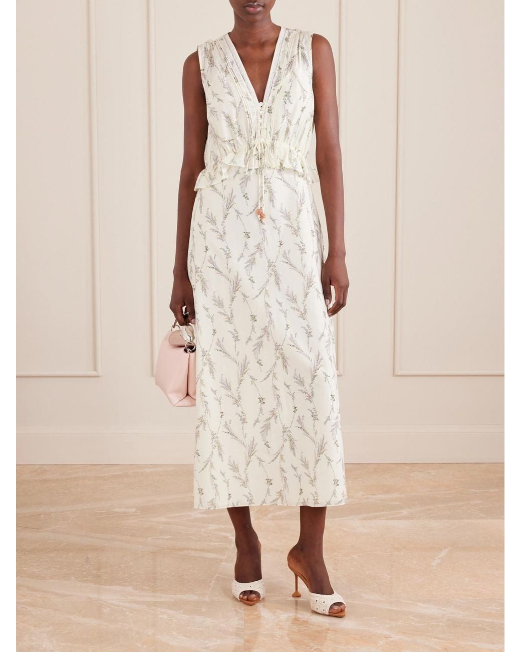 Veronica Beard White Dominik Floral-Print Cotton And Silk-Blend Maxi Dress