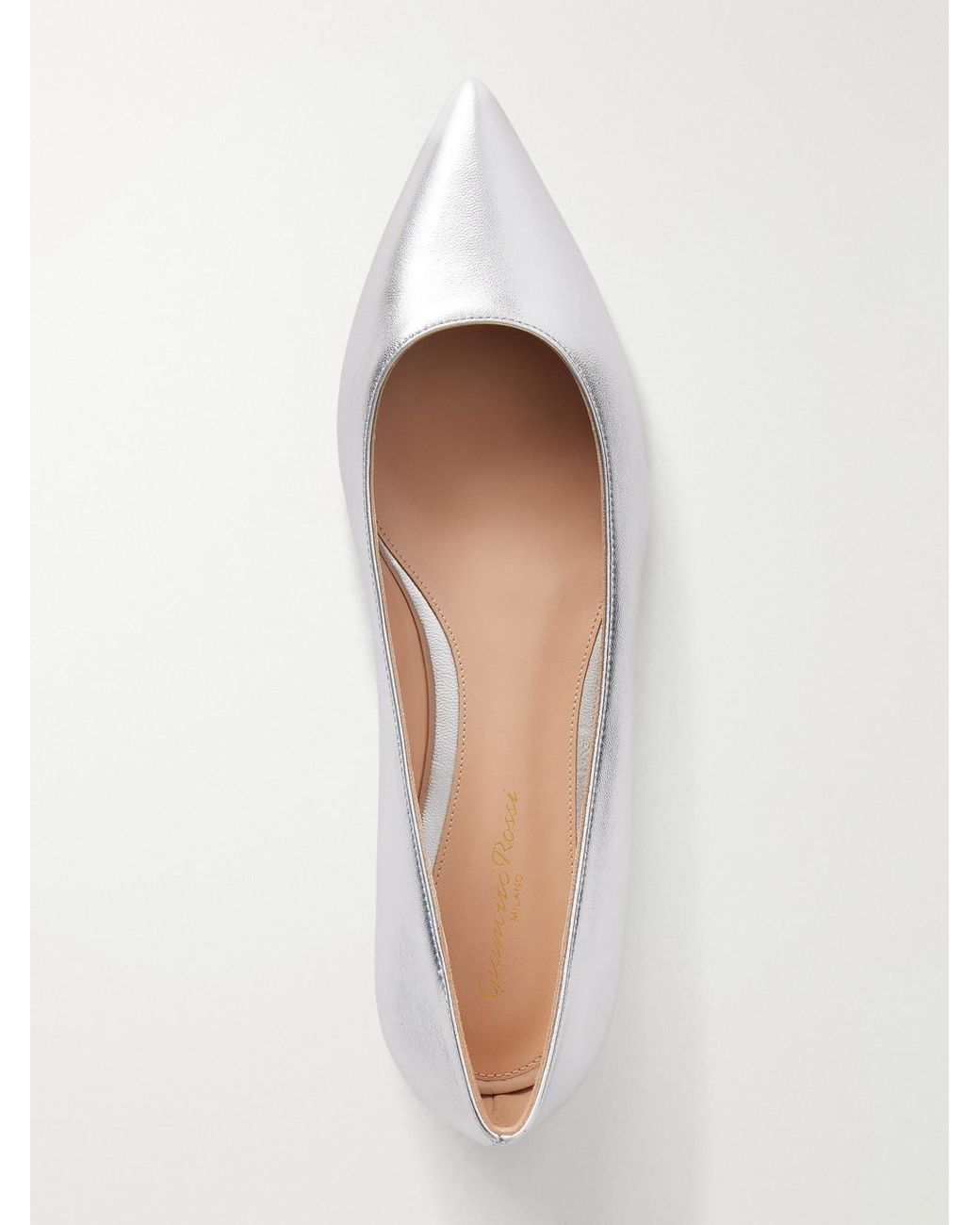 Gianvito Rossi Natural Gianvito Metallic Leather Ballet Flats