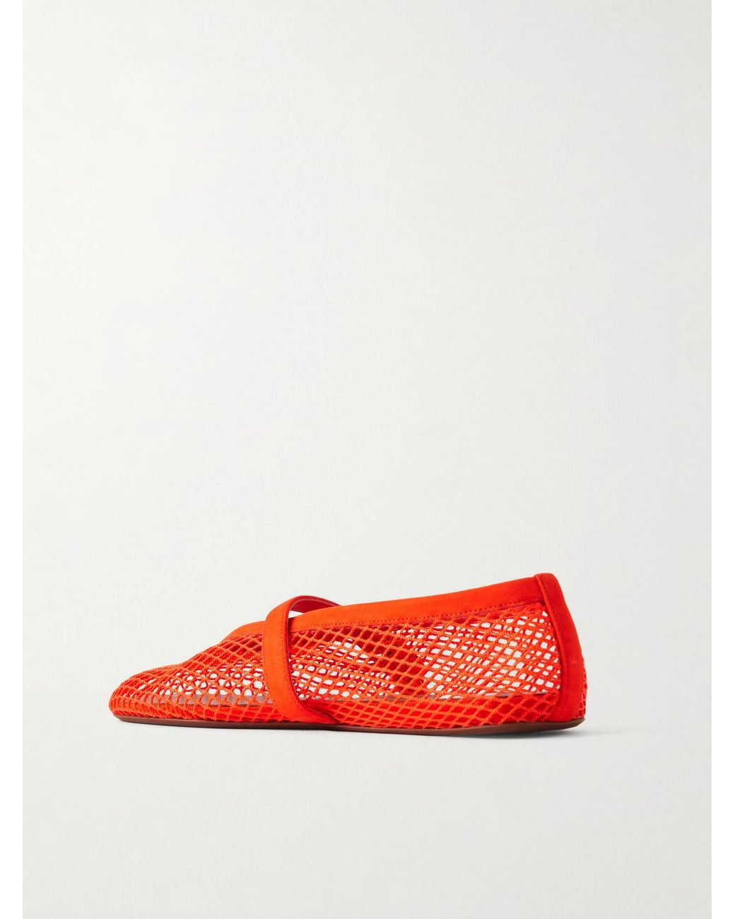 Alaïa Red Suede-Trimmed Mesh Ballet Flats