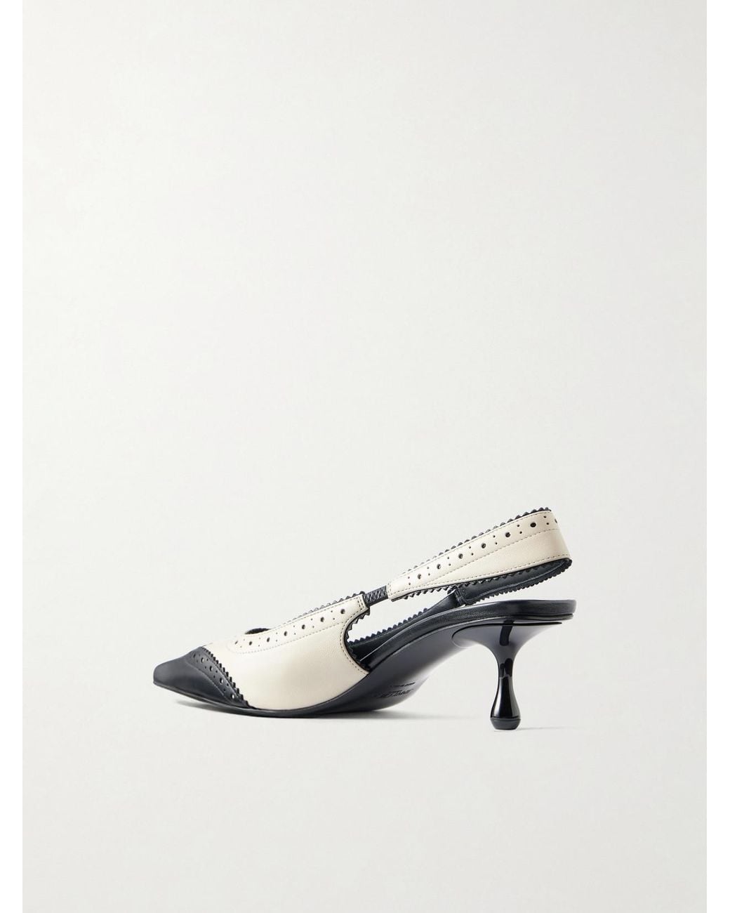 Jimmy Choo White Amel 50 Two-Tone Leather Slingback Pumps