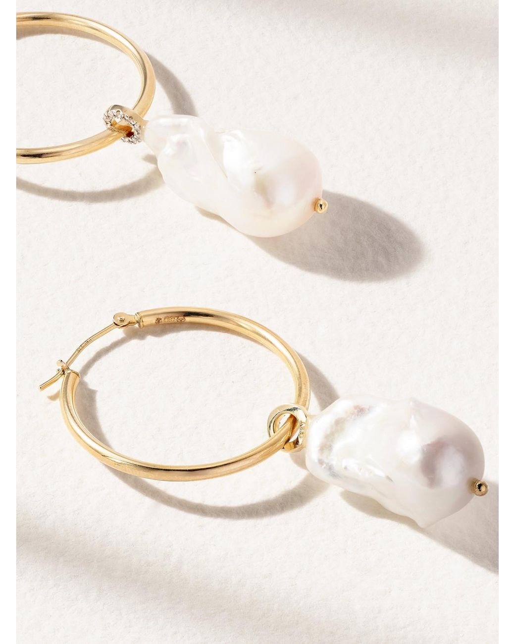 Mateo Natural 14-Karat, Pearl And Diamond Earrings