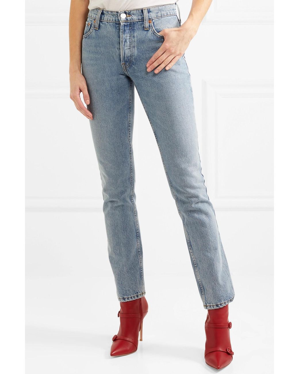 RE/DONE Cindy Crawford The Crawford High-rise Straight-leg Jeans in Blue |  Lyst