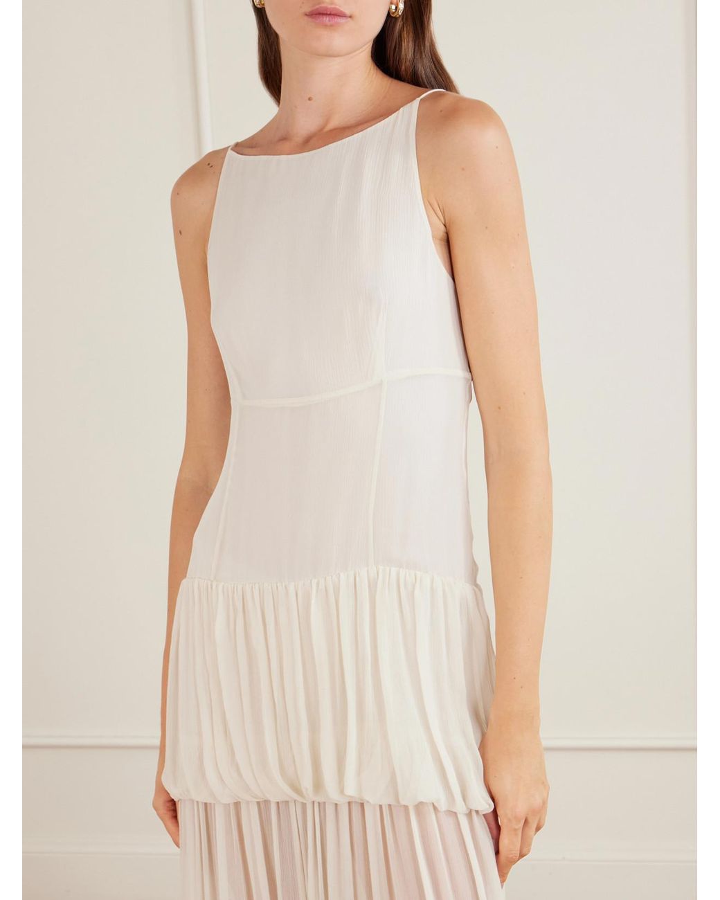 LIBEROWE White Nina Tiered Silk-Chiffon Maxi Dress