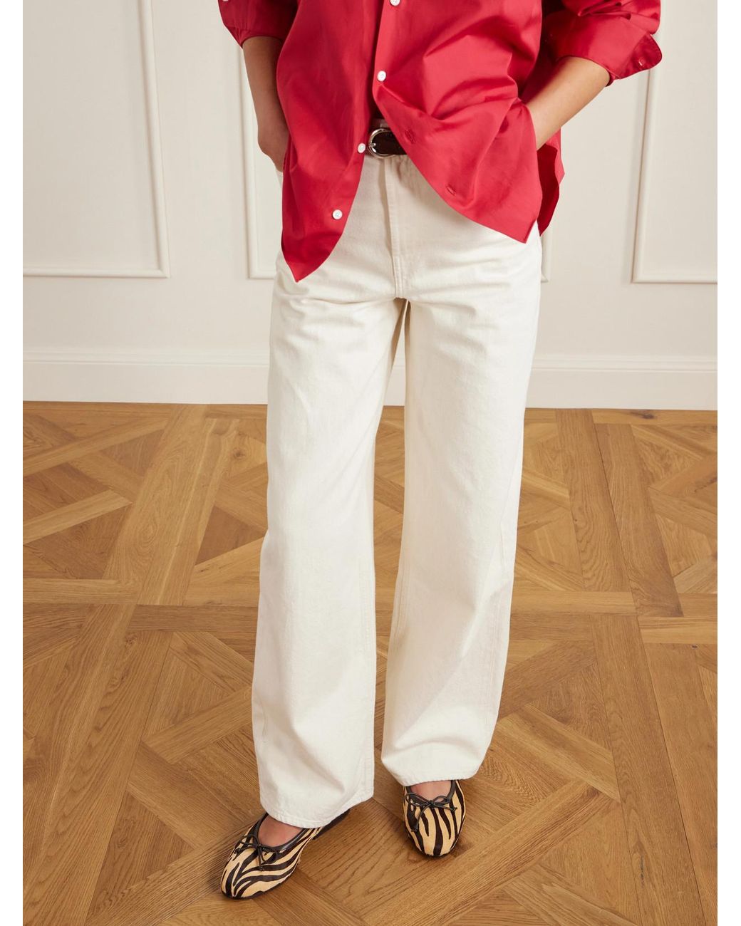 Loeffler Randall Multicolor Noelle Bow-Detailed Leather-Trimmed Zebra-Print Calf Hair Ballet Flats