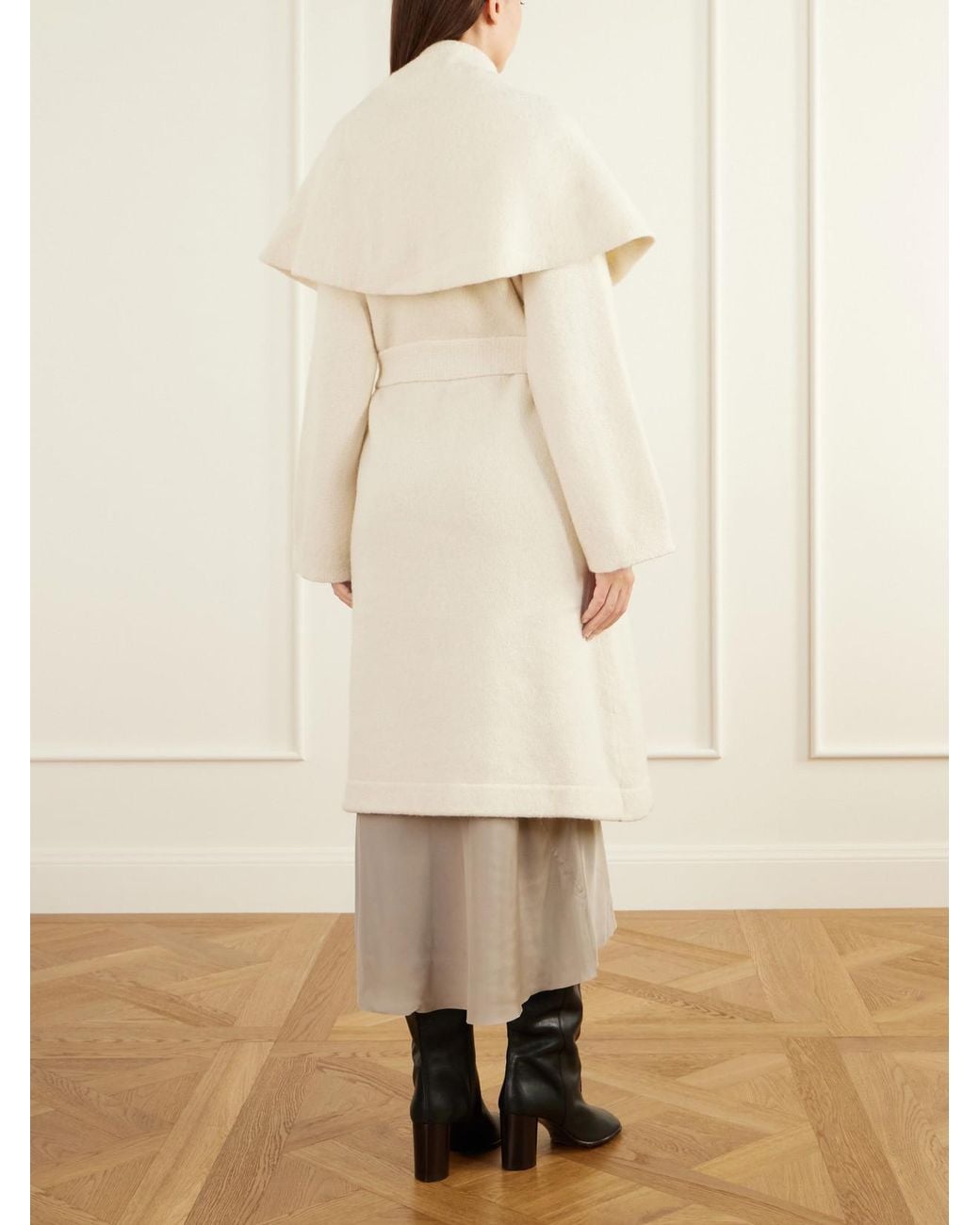 Lauren Manoogian White Venn Belted Alpaca And Wool-Blend Knitted Wrap Coat