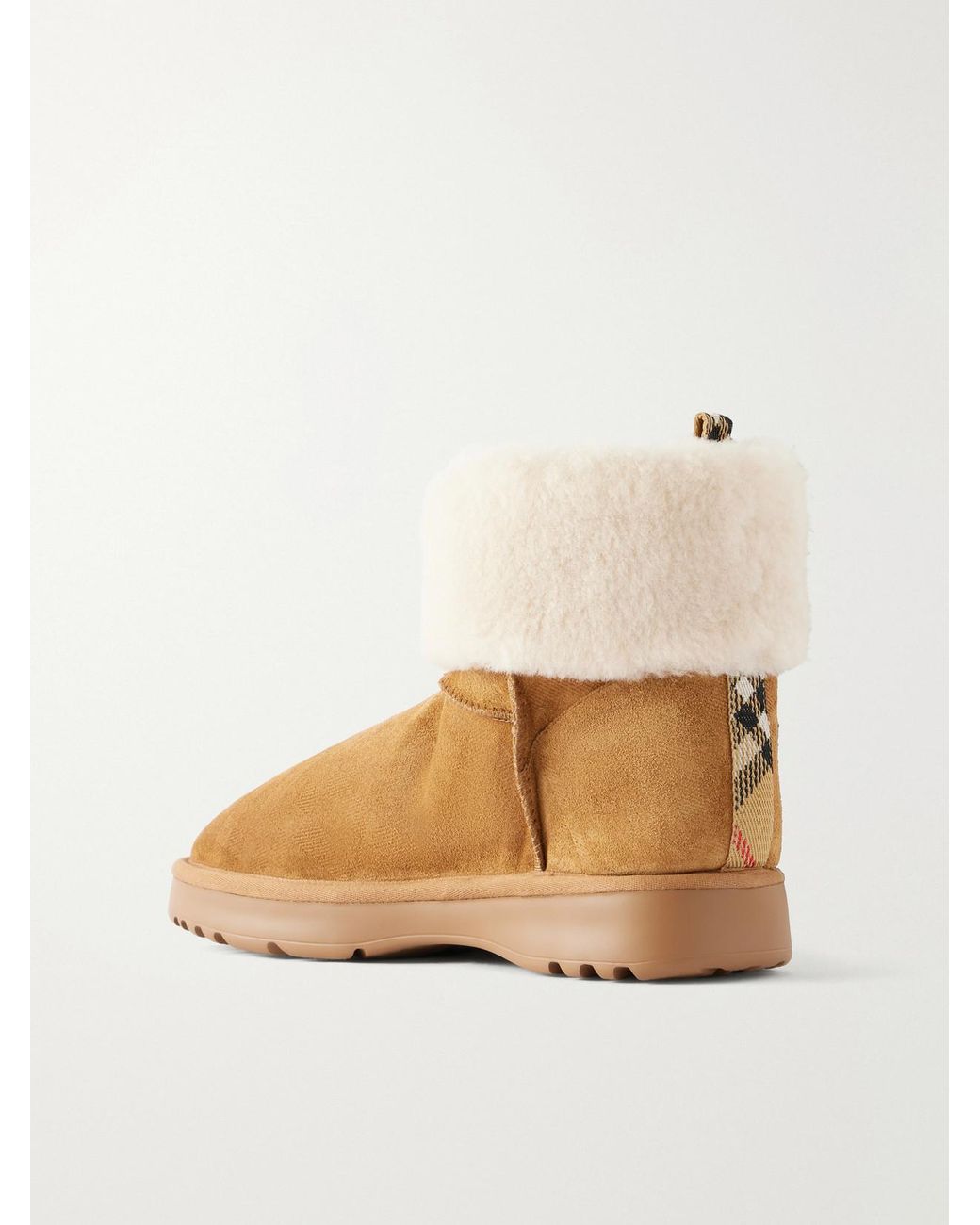 Burberry Natural Shearling-Trimmed Suede Ankle Boots