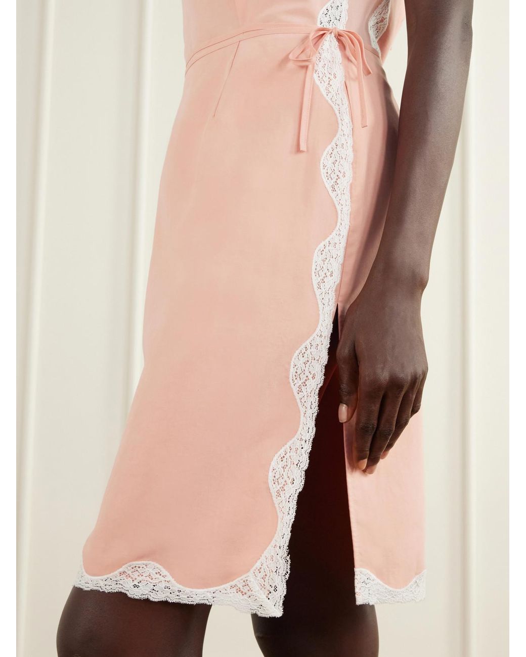 Posse Pink Tabitha Lace-Trimmed Tencel Lyocell Mini Skirt