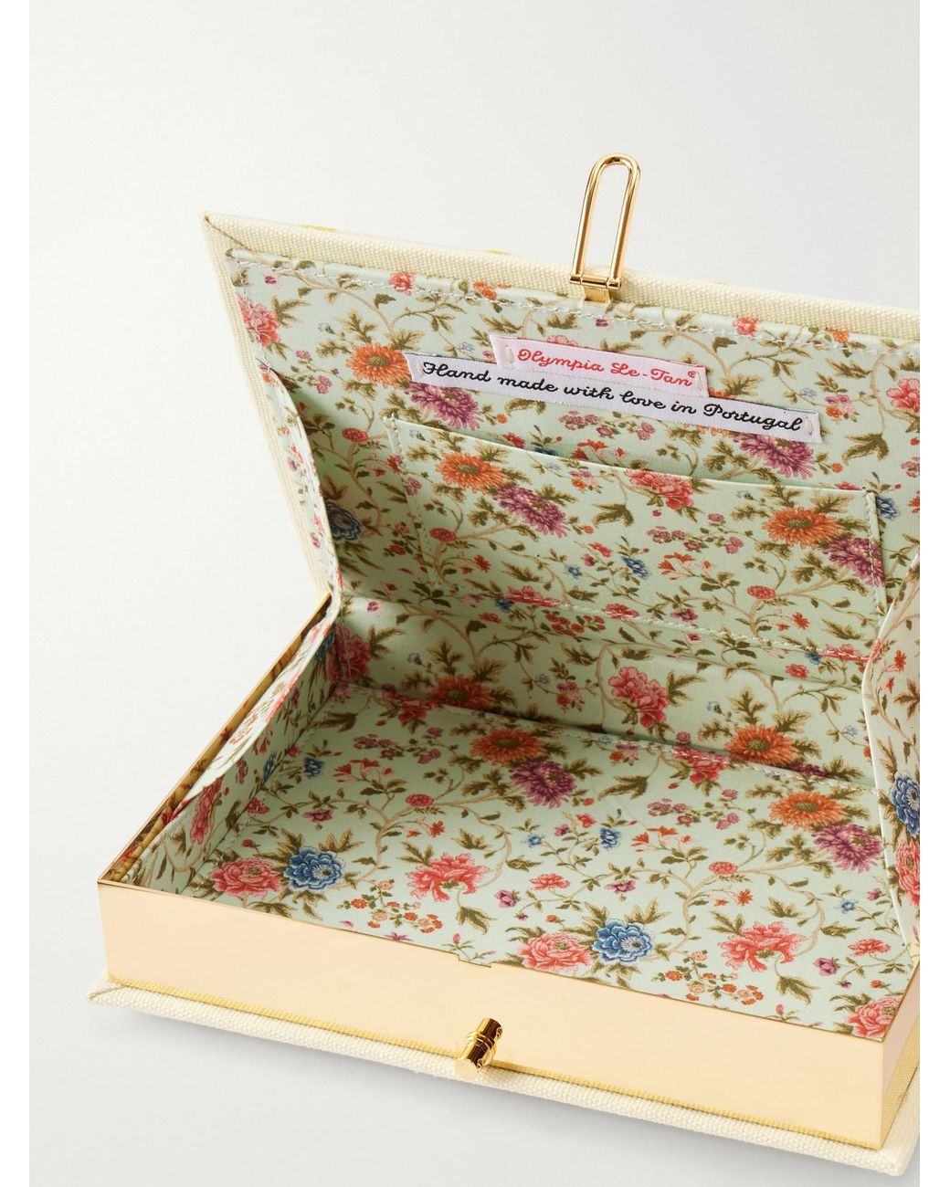 Olympia Le-Tan Metallic Brunch Club Embroidered Canvas Clutch