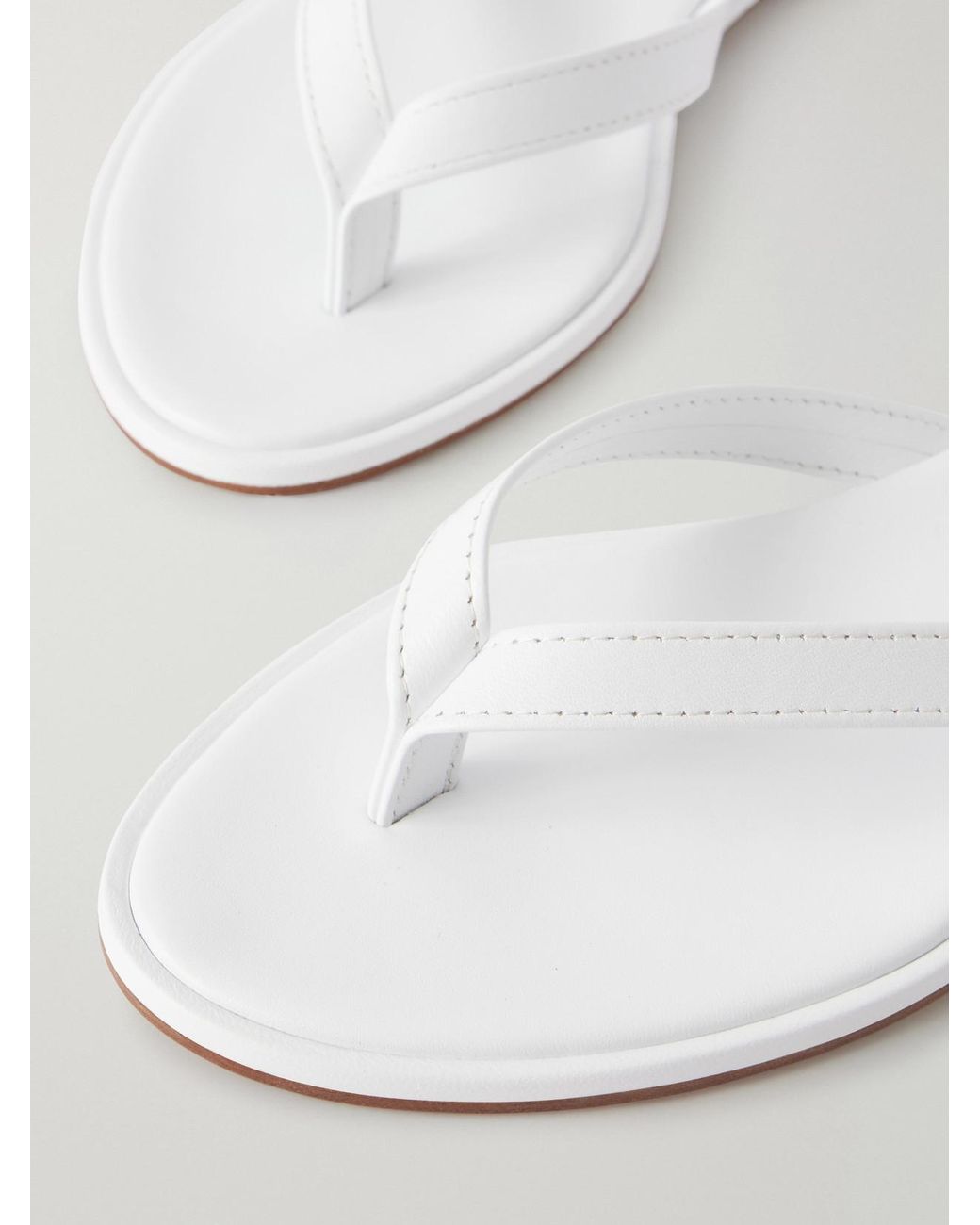 Aeyde White Melody Leather Flip Flops