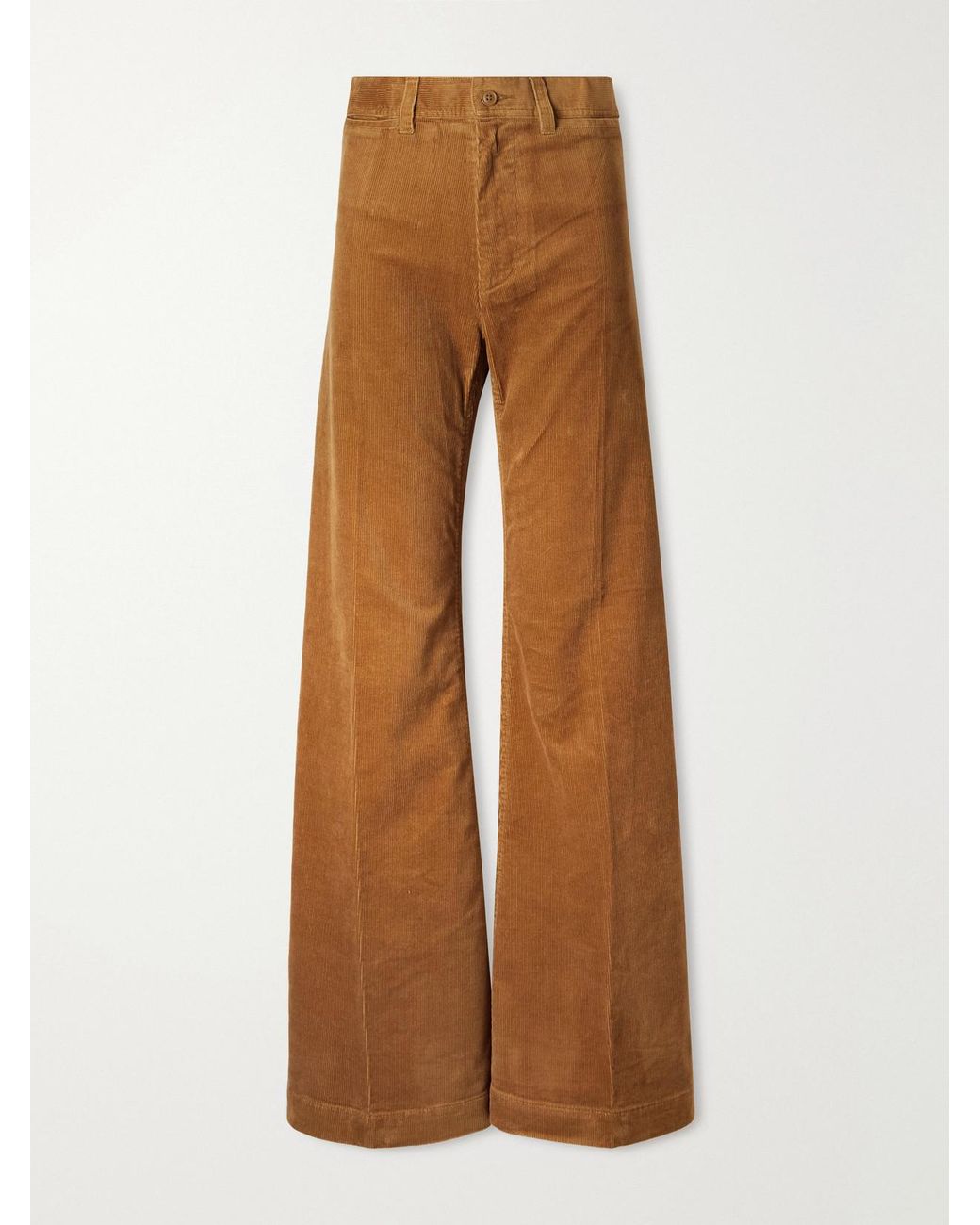 Polo Ralph Lauren Brown Cotton-Blend Corduroy Wide-Leg Pants
