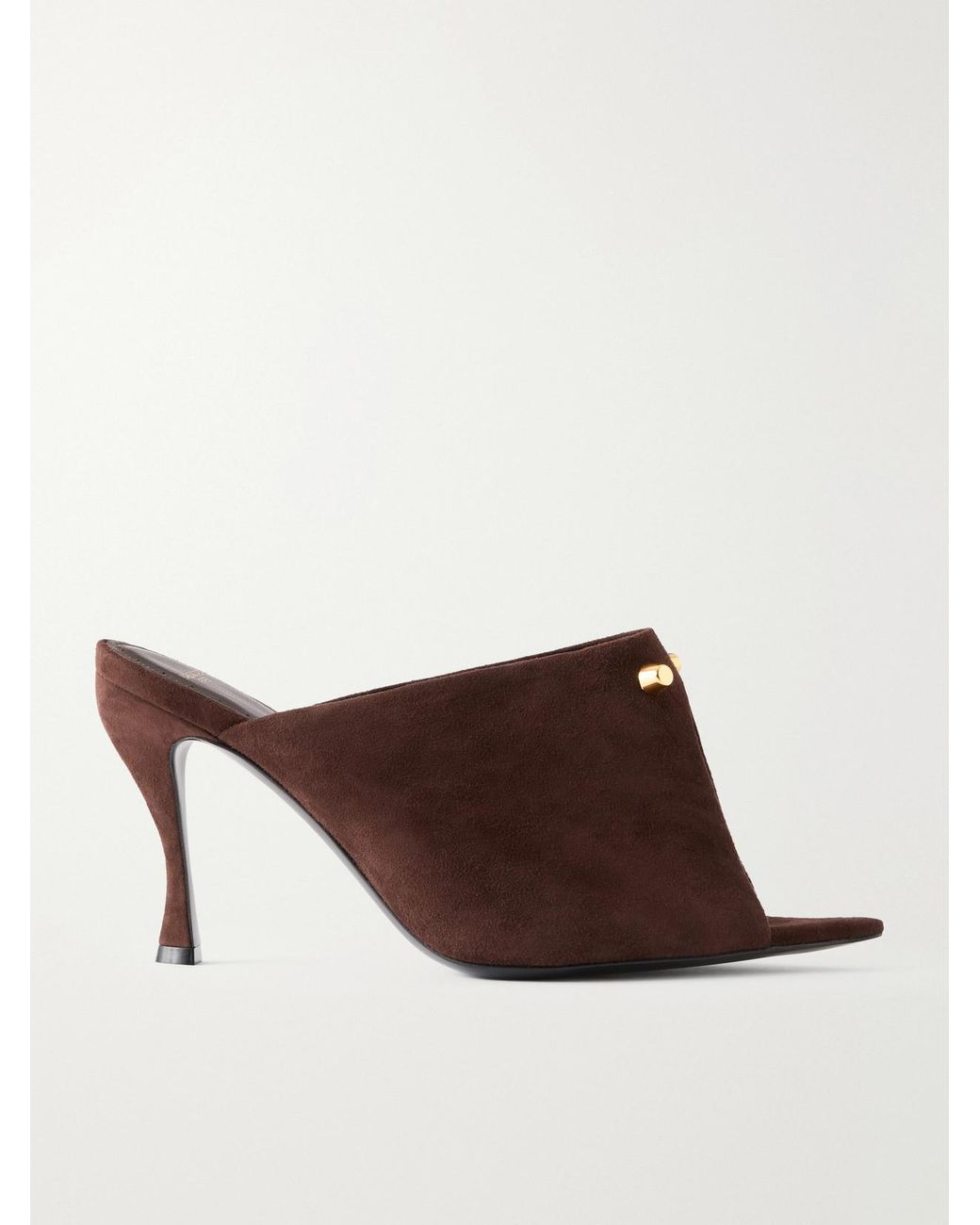 Balenciaga Brown Midnight City Studded Suede Mule