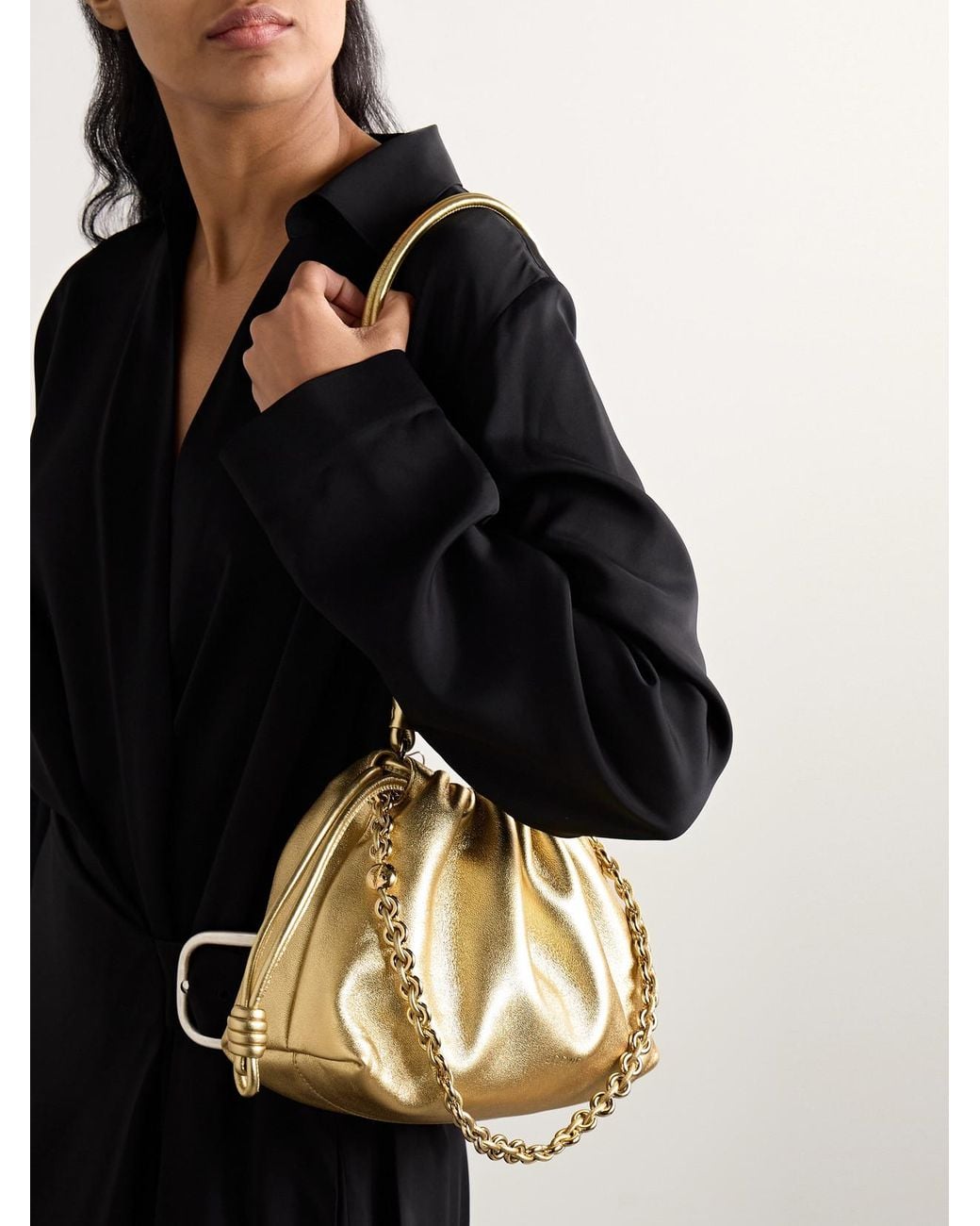 Loewe Flamenco Metallic Leather Clutch