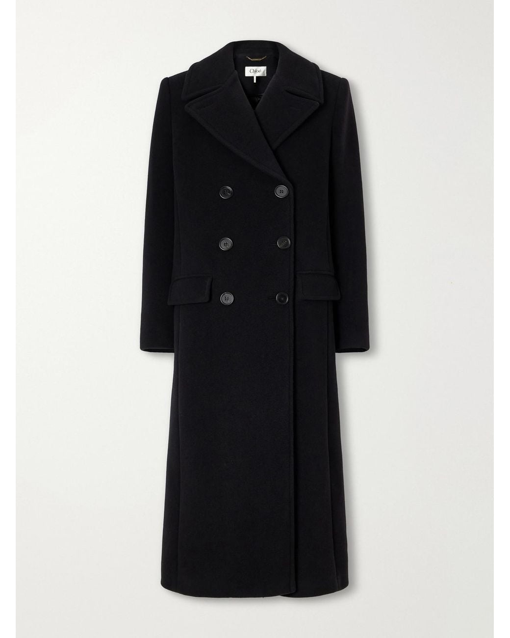 Chloé Black Double-Breasted Wool Long Coat