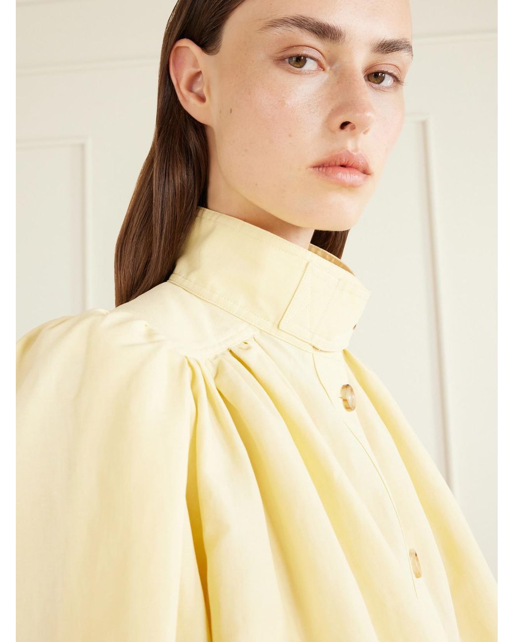 Chloé Natural Gathered Cotton And Linen-Blend Jacket