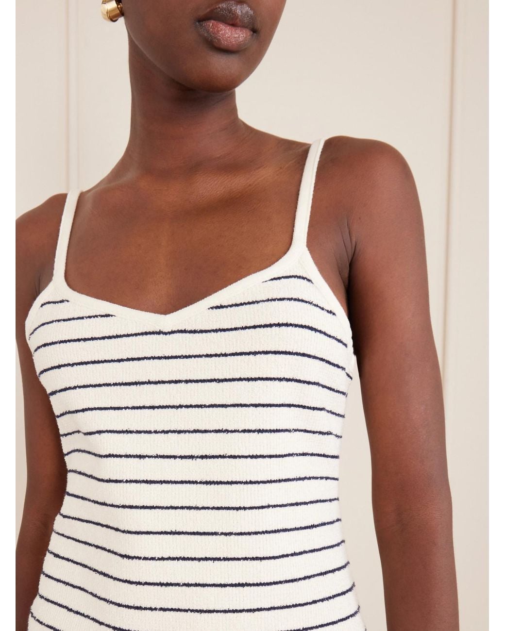 J.W. Anderson White Striped Cotton-Blend Terry Mini Dress