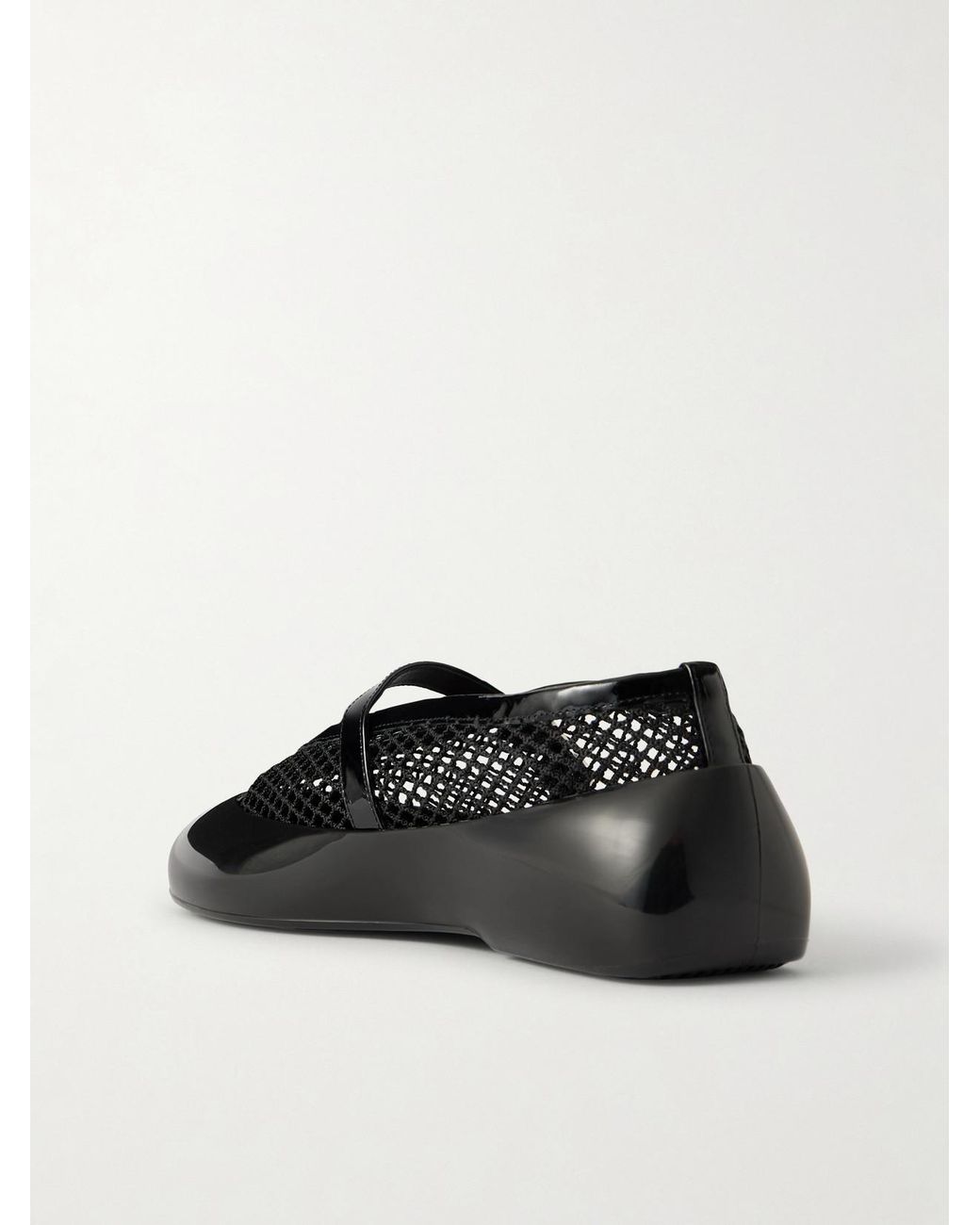 Alaïa Black Patent Leather-Trimmed Mesh And Rubber Ballet Flats