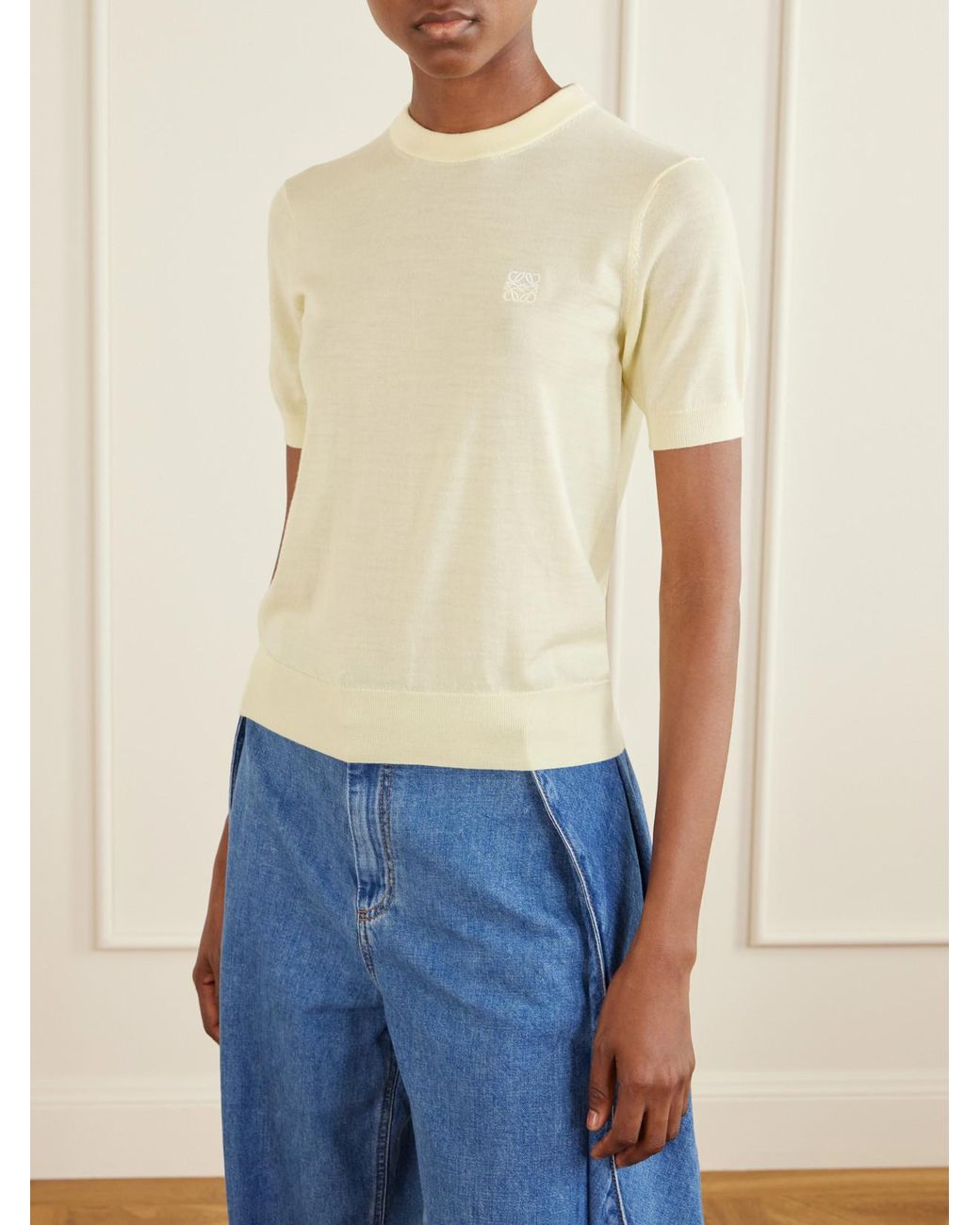 Loewe Natural Anagram-Embroidered Wool-Blend Sweater