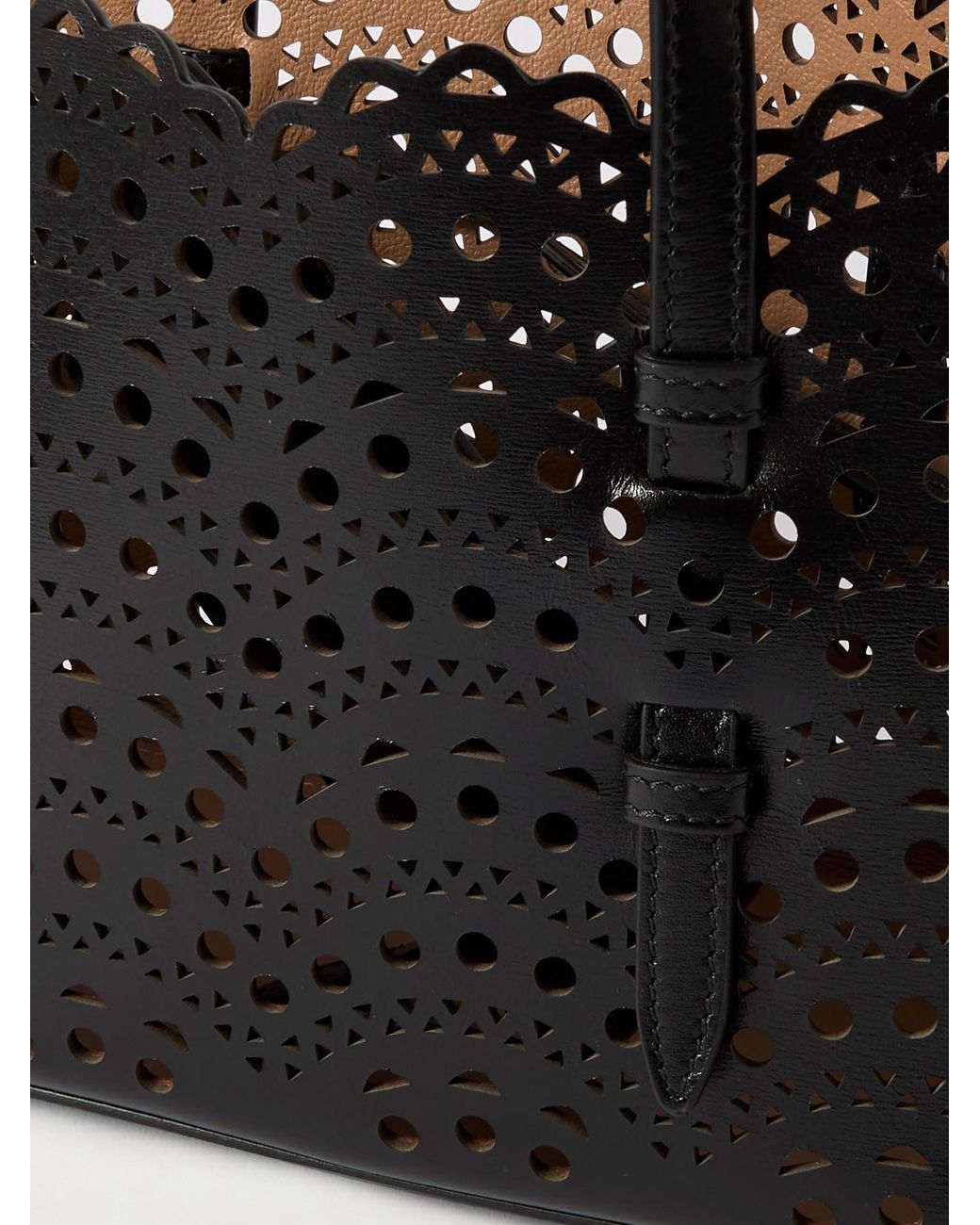 Alaïa Black Mena 25 E/W Medium Laser-Cut Leather Tote