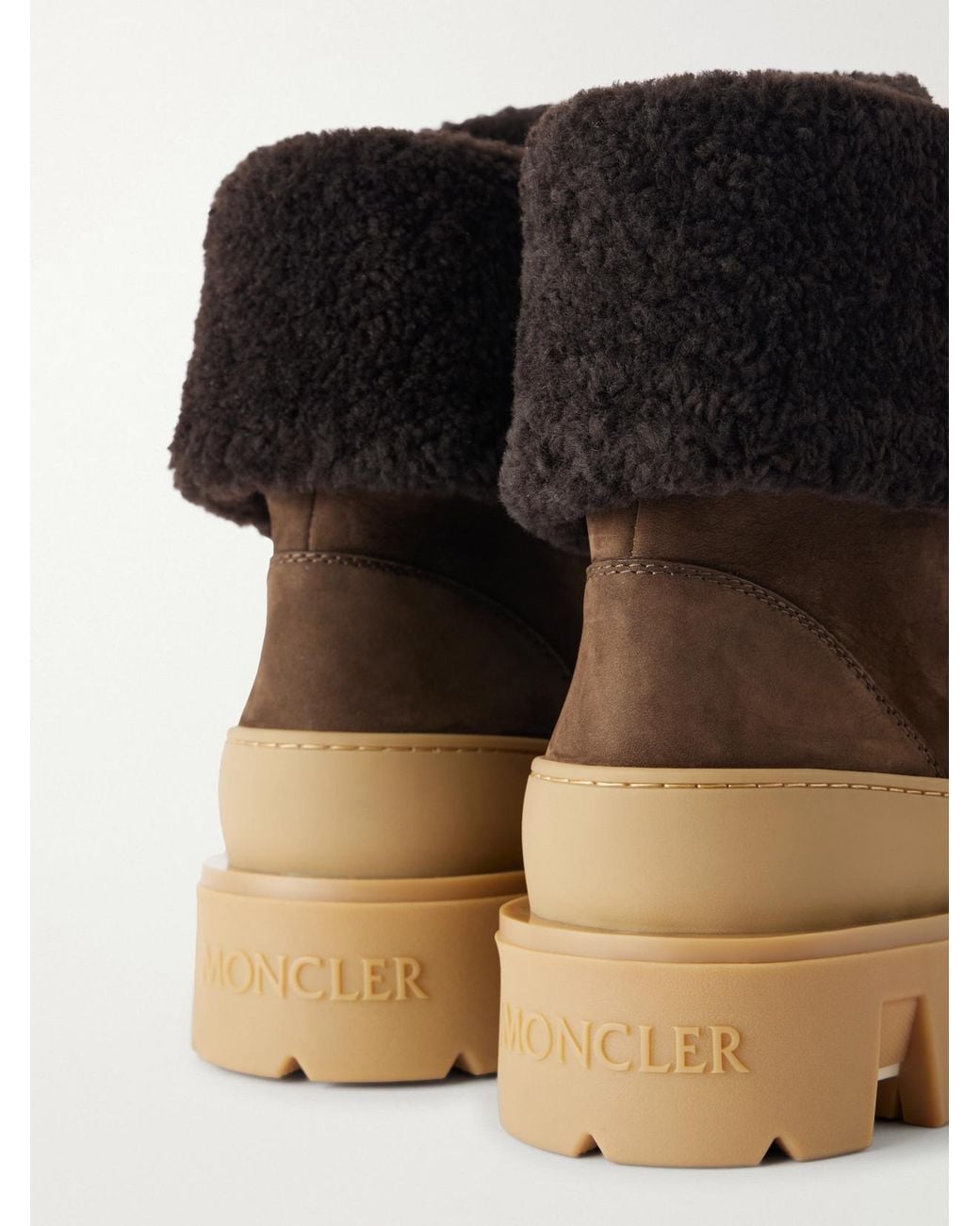 Moncler Black Peak Snowcap Shearling-Trimmed Nubuck Ankle Boots