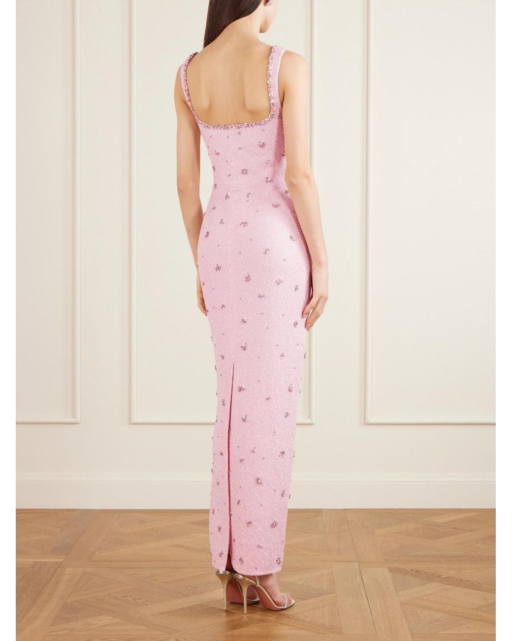 Clio Peppiatt Pink Sophia Embellished Stretch-Mesh Gown