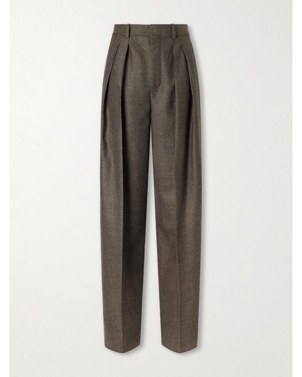 Saint Laurent Brown Straight-Leg Wool Pants