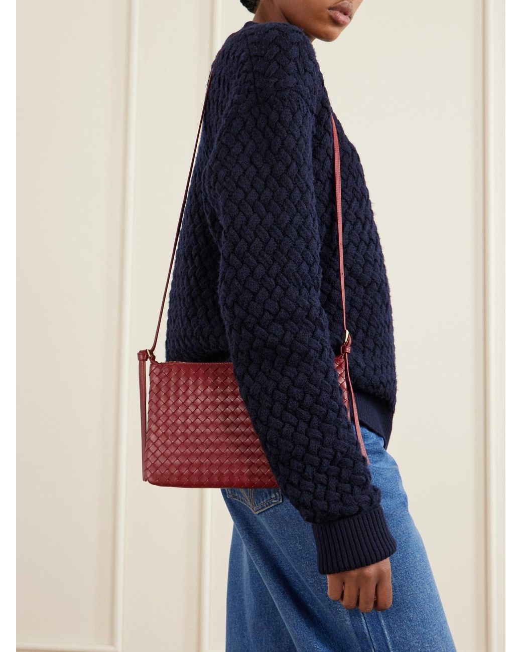 Bottega Veneta Red Gemellini Intrecciato Leather Shoulder Bag
