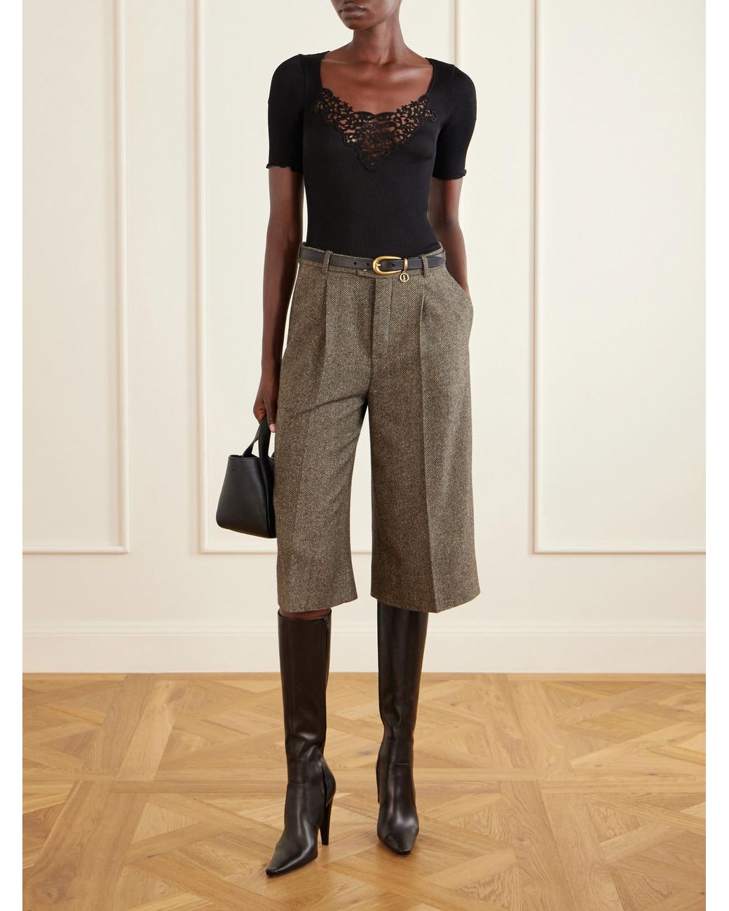 Saint Laurent Black 77 110 Leather Knee Height Boots