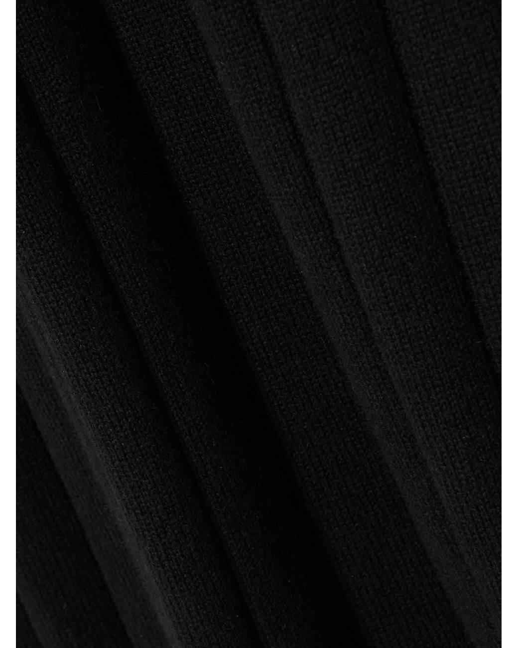 Loro Piana Black Duca D'Aosta Ribbed Cashmere Midi Skirt