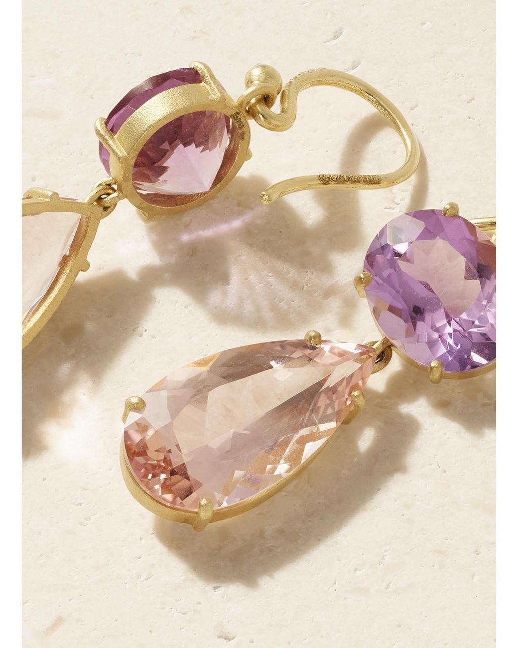 Irene Neuwirth Natural Gemmy Gem 18-Karat Diamond, Amethyst And Morganite Earrings