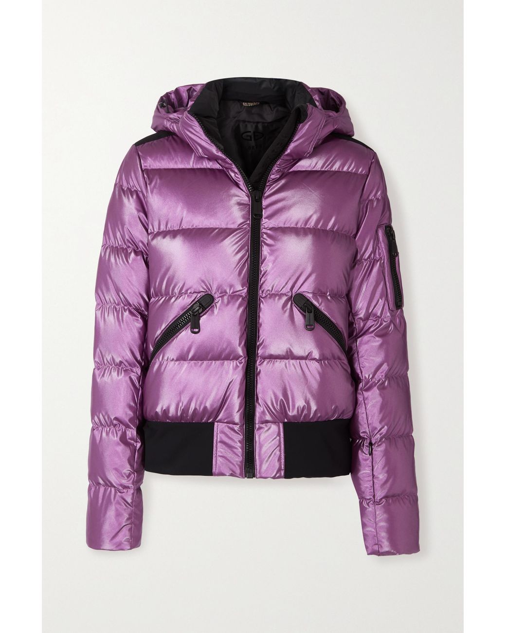 Goldbergh Aura Hooded Quilted Metallic Down Ski Jacket in Purple Lyst