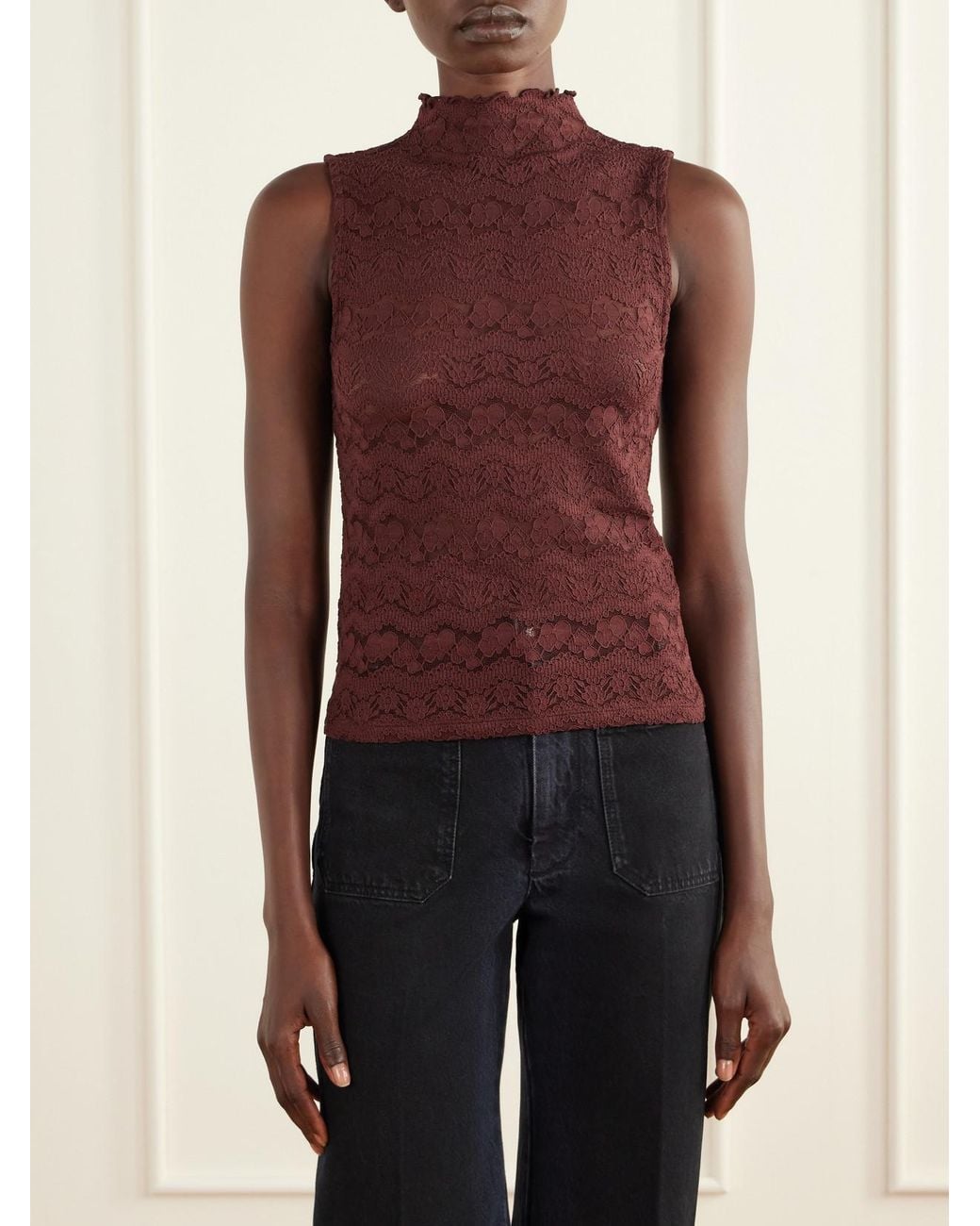 Veronica Beard Purple Alora Lace Tank