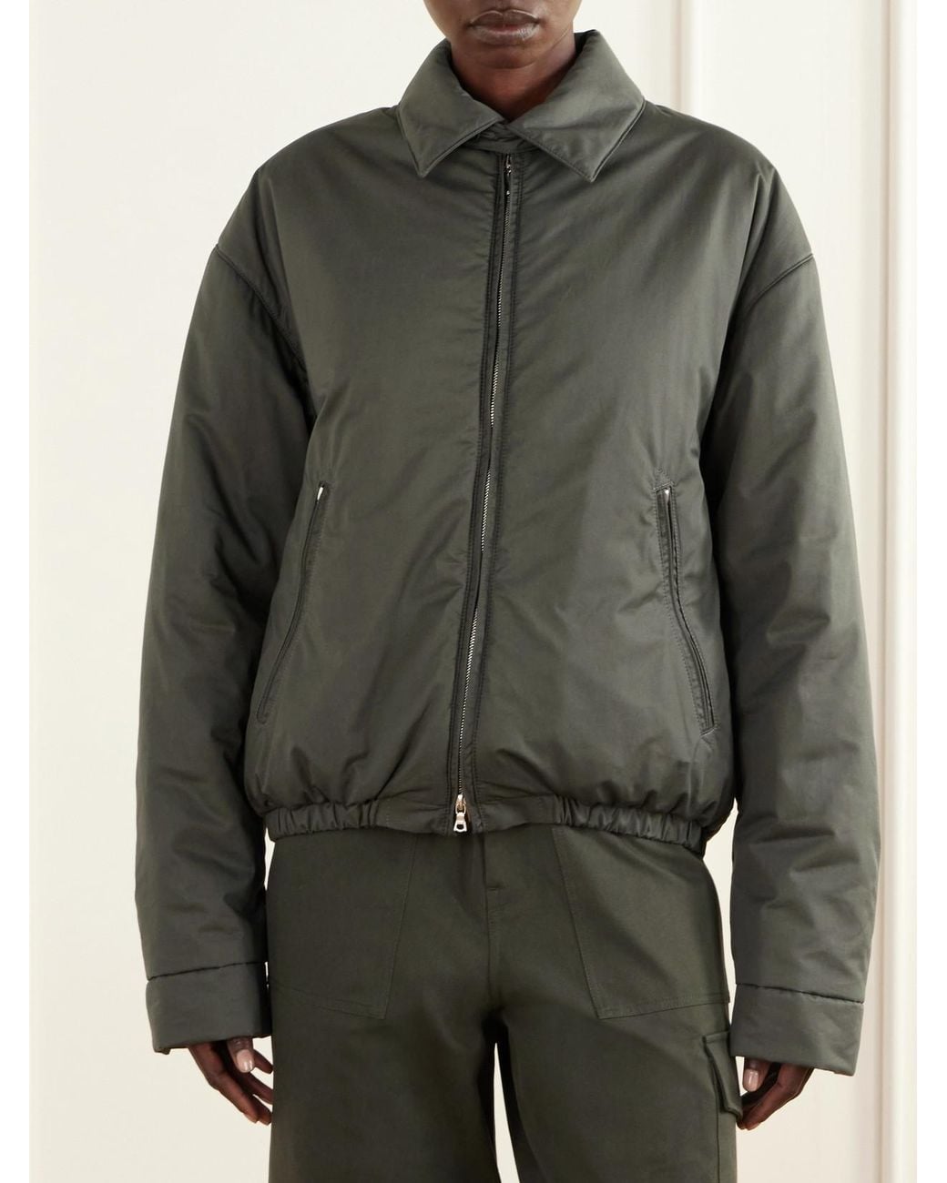 Rier Gray Plombe Padded Cotton-Poplin Jacket