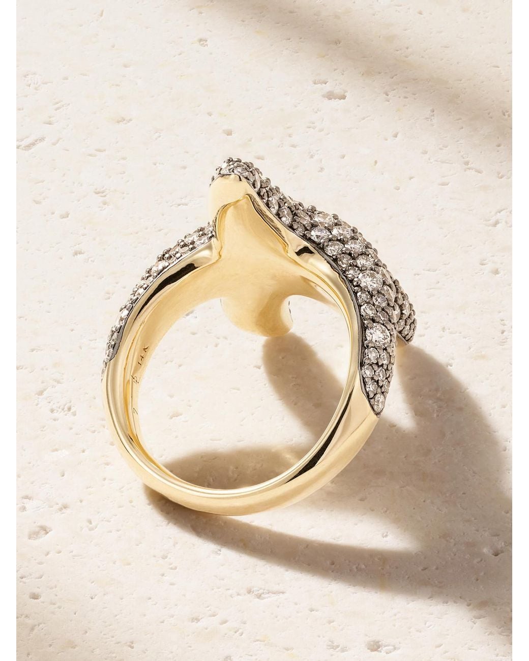 Lucy Delius Natural Sea Star Ring 14-Karat Rhodium-Plated Diamond Ring