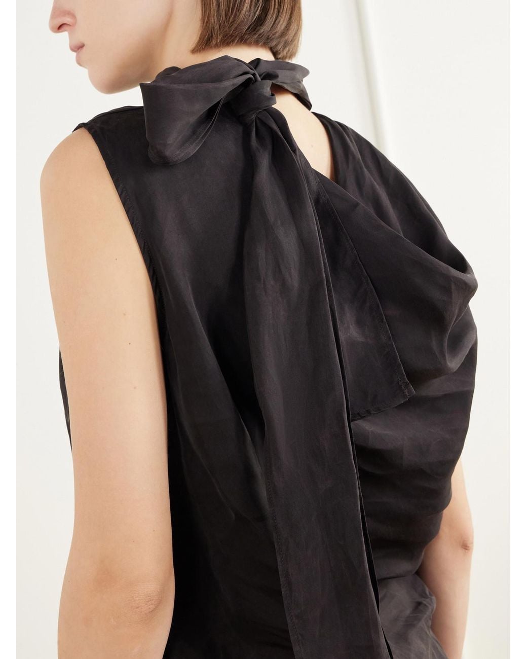 Our Legacy Black Virtous Scarf-Detailed Draped Crepe Top
