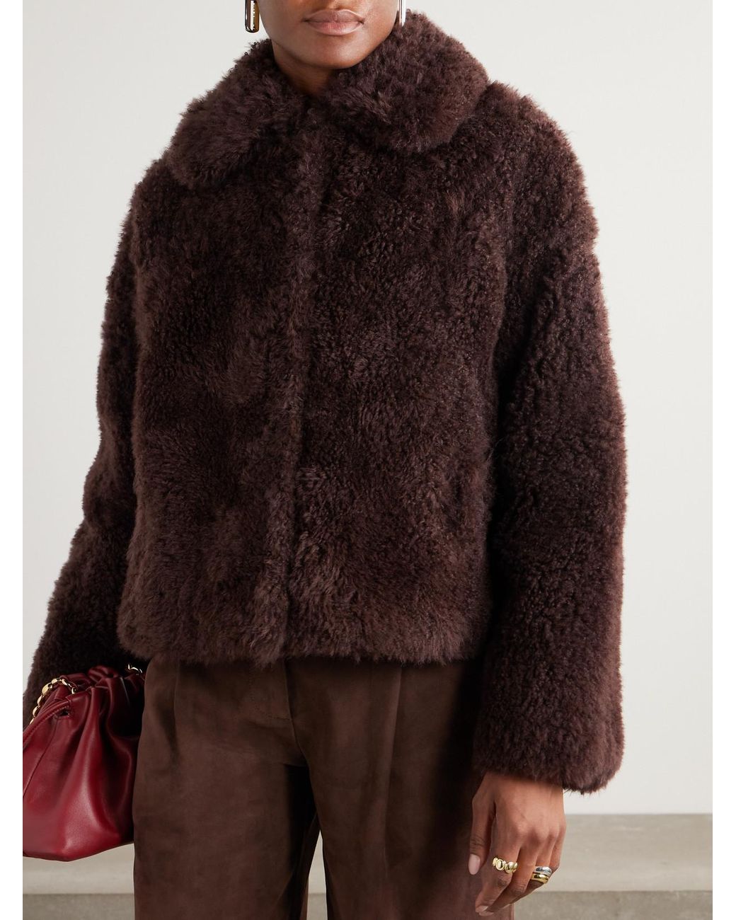 Yves Salomon Brown Shearling Jacket