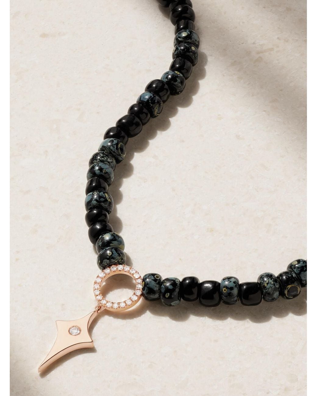 Diane Kordas Natural 14-Karat Rose, Bead And Diamond Necklace