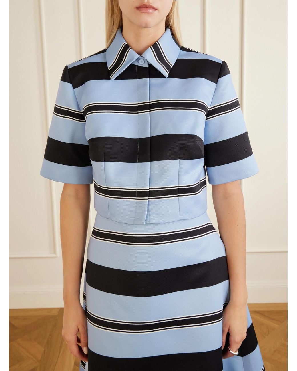 Emilia Wickstead Blue Natalie Striped Twill Shirt