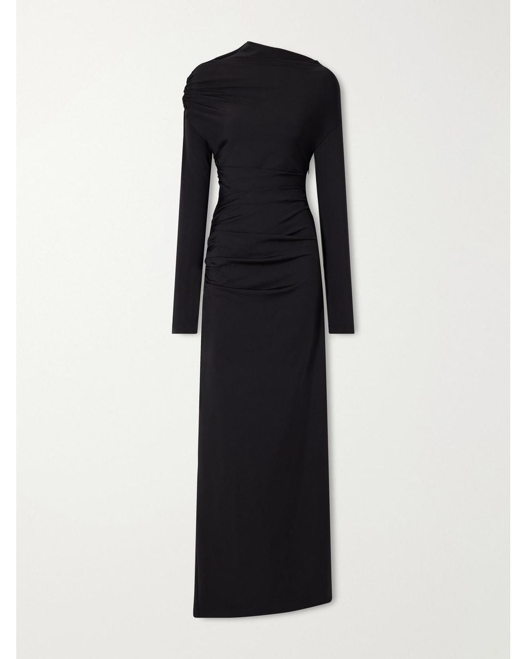 Victoria Beckham Black Draped Stretch-Jersey Gown