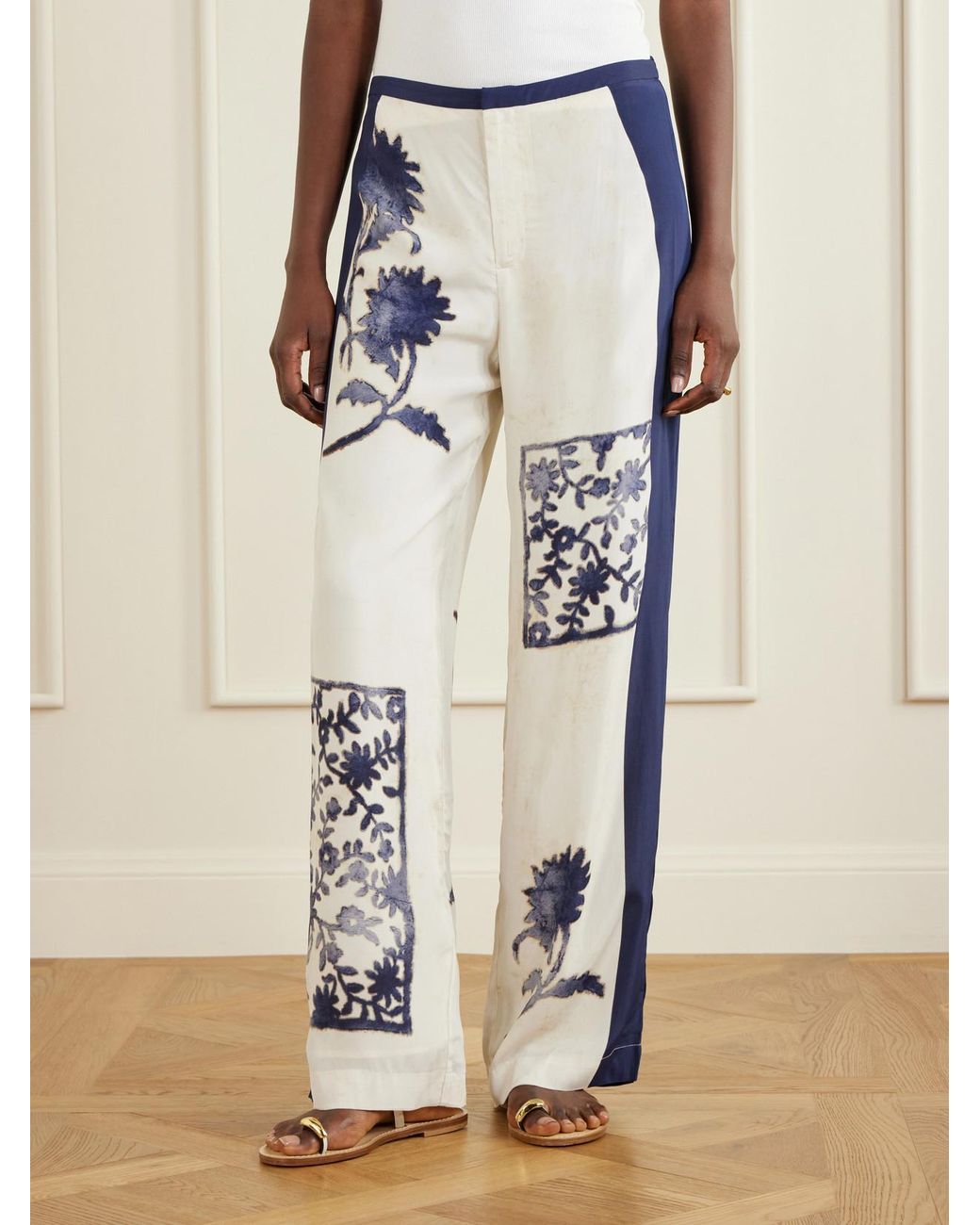 Sir White Phillipa Georgette Straight-Leg Pants