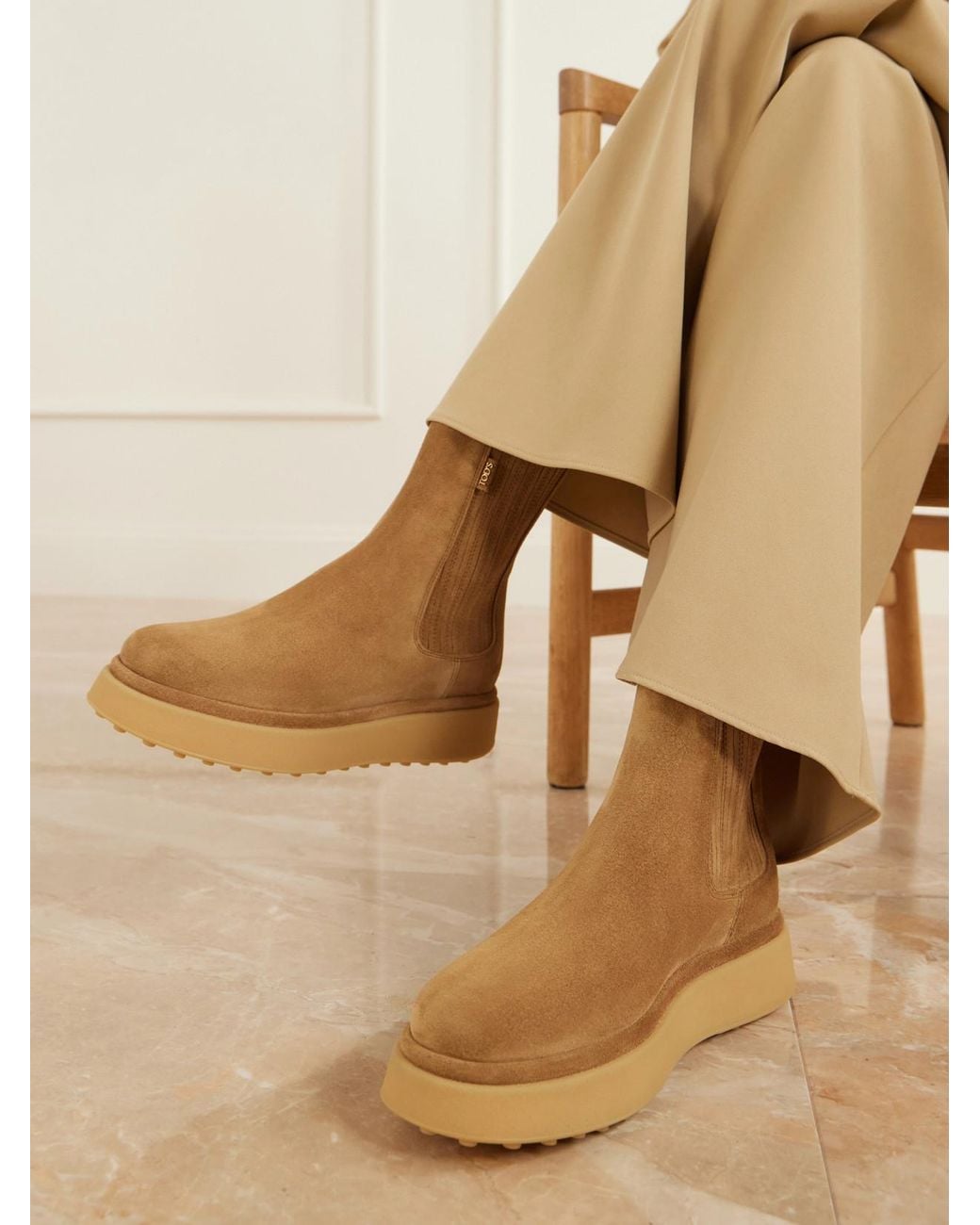 Tod's Natural Gomma 30 Suede Ankle Boots