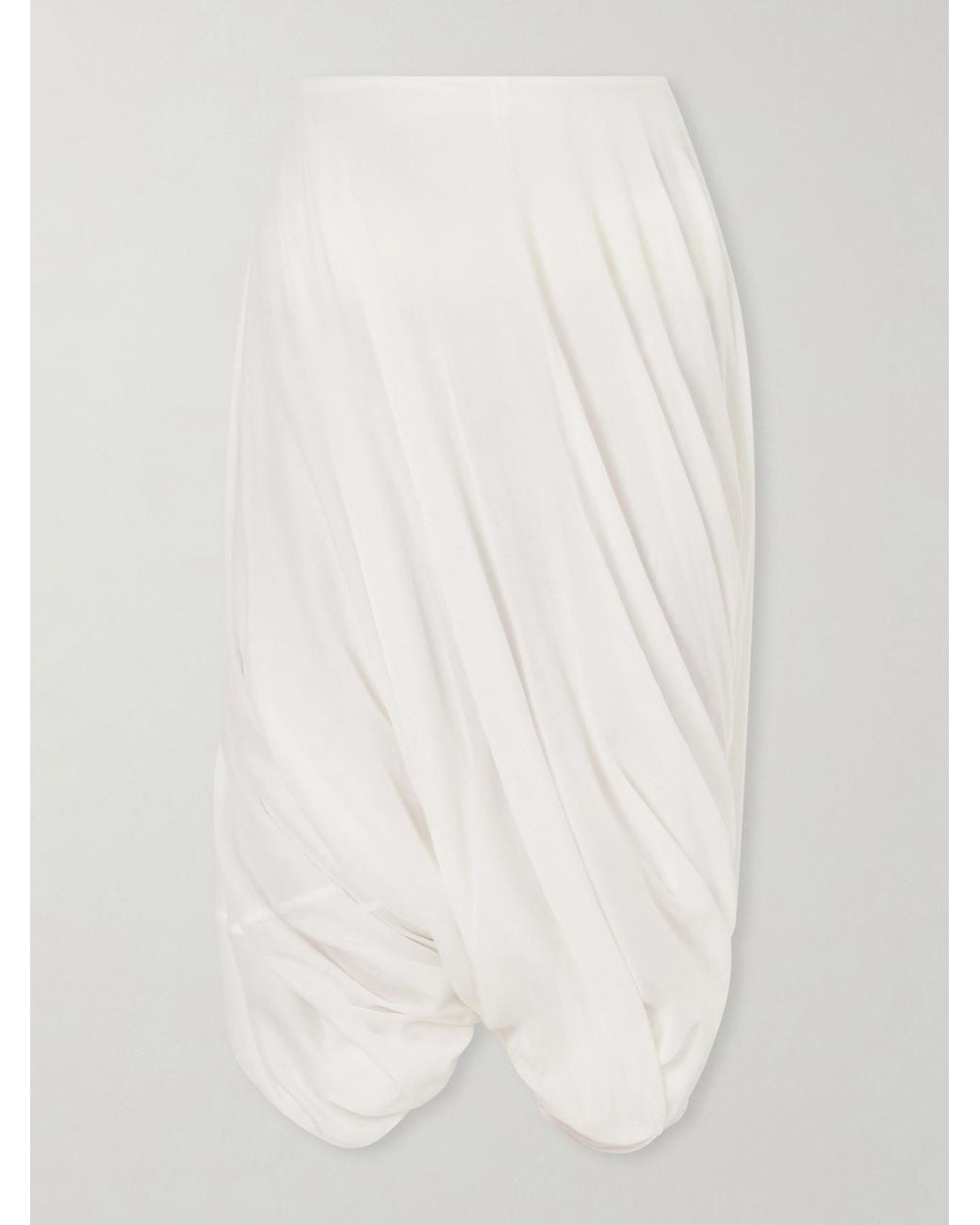 Totême White Cocoon Draped Lyocell And Cotton-Blend Maxi Skirt